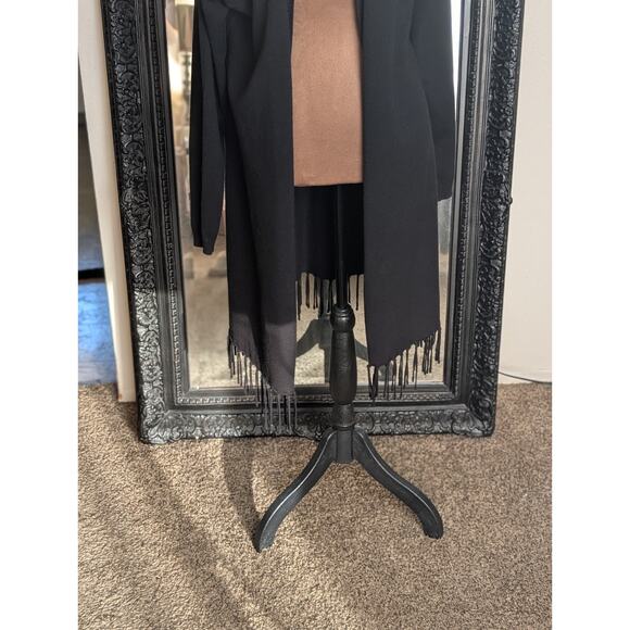 Fringed Black Cardigan Open Front By Ava Contour Sz. Med. - Picture 2 of 8